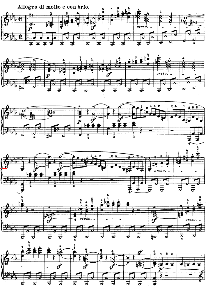 C小调第八琴奏鸣曲（悲怆）Op—13钢琴曲谱（图2）