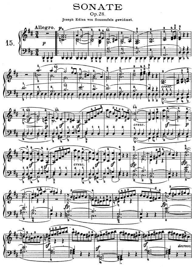 第十五钢琴奏鸣曲-（Op.28）钢琴曲谱（图1）