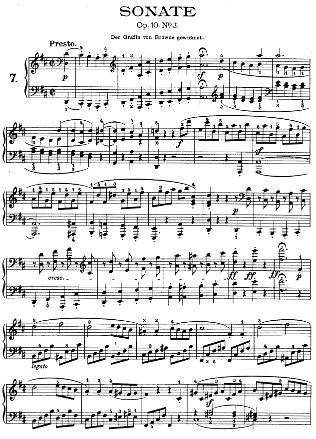 D大调第七钢琴奏鸣曲 - Op. 10 No--3钢琴曲谱（图1）