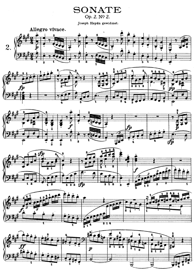 A大调第二钢琴奏鸣曲钢琴曲谱（图1）