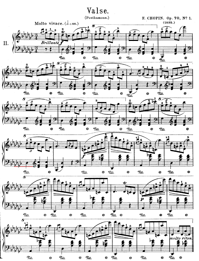 降G大调圆舞曲作品70 NO.1钢琴曲谱（图1）