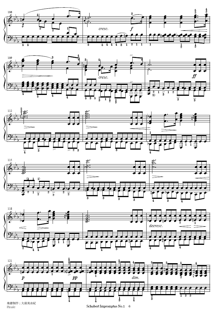 即兴曲Op.90-1钢琴曲谱（图6）