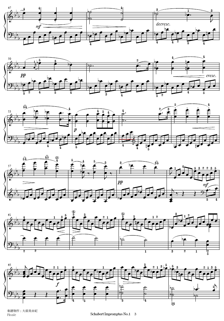 即兴曲Op.90-1钢琴曲谱（图3）