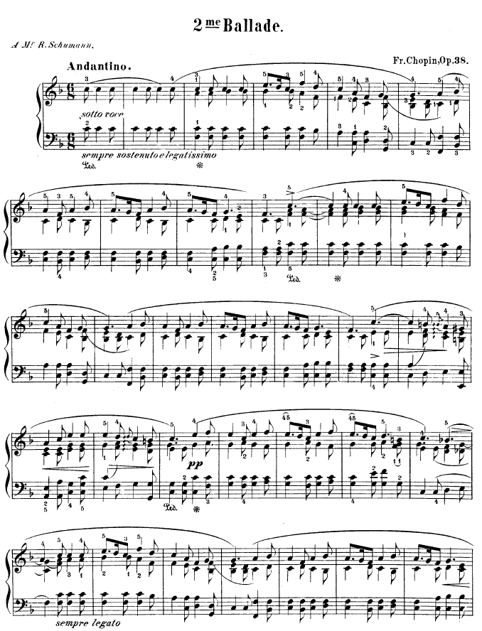F大调第二叙事曲钢琴曲谱（图1）
