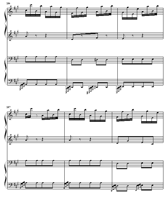 土耳其进行曲四手联弹钢琴曲谱（图16）