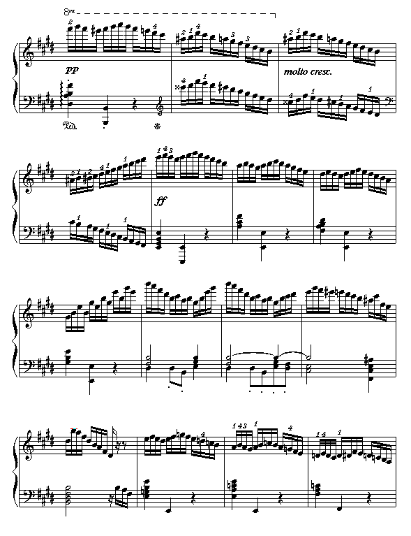 E大调练习曲钢琴曲谱（图6）