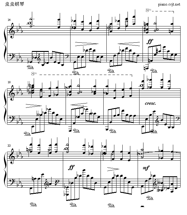 第二钢琴协奏曲第三乐章(部份)钢琴曲谱（图2）