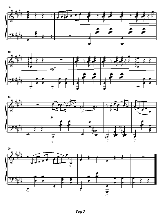E大调圆舞曲作品Op.55 No.1钢琴曲谱（图3）