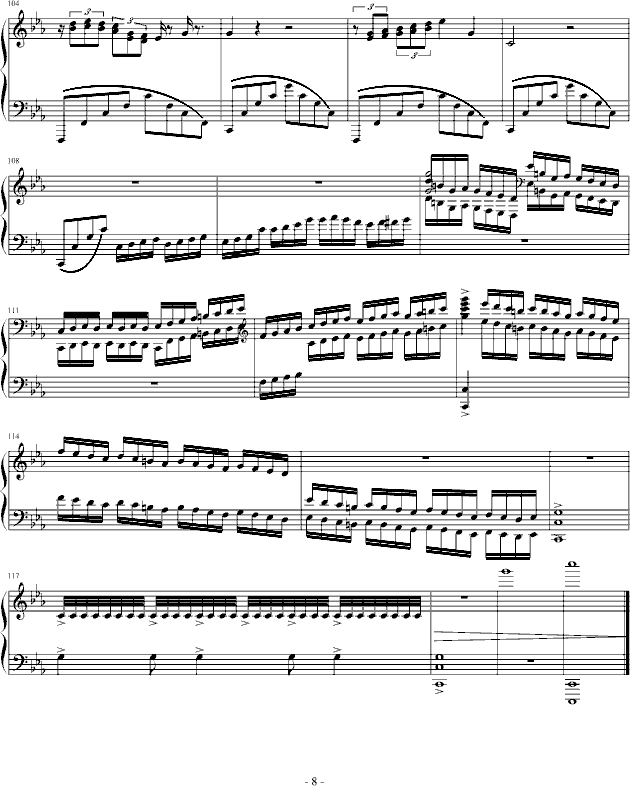 伤钢琴曲谱（图8）
