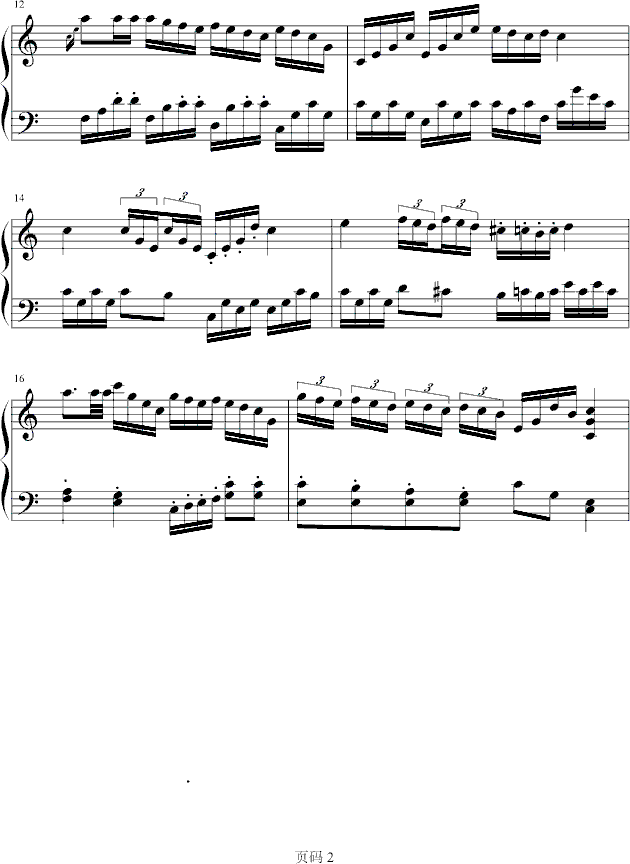 C大调奏鸣曲第一乐章钢琴曲谱（图2）