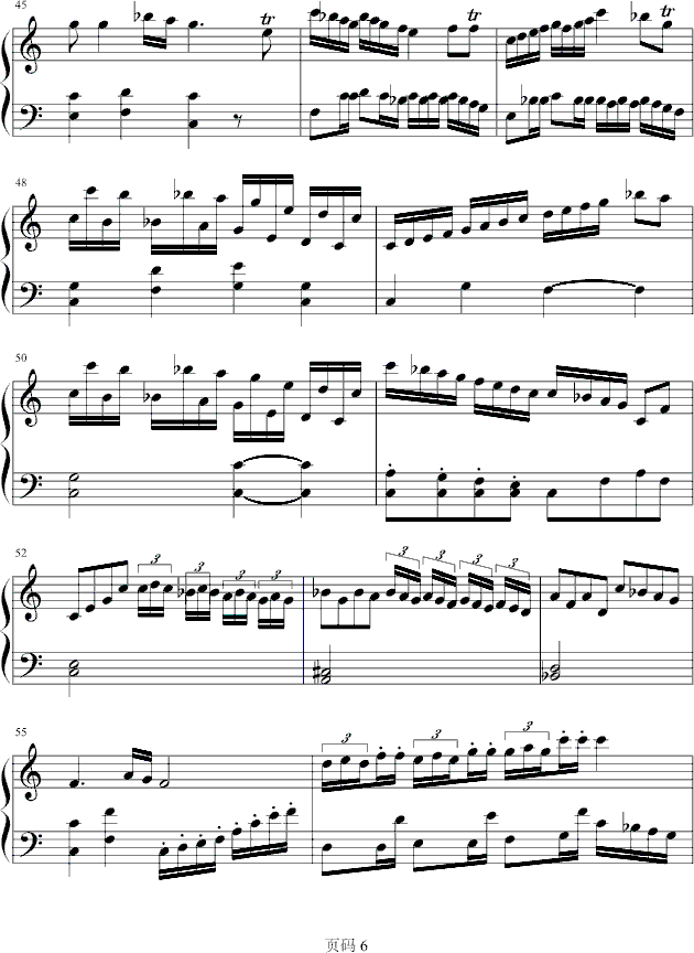 C大调奏鸣曲第一乐章钢琴曲谱（图6）
