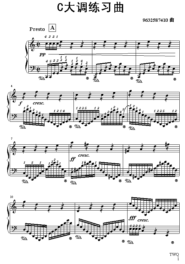 c大调练习曲钢琴曲谱（图1）