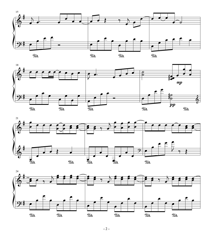 不能说的秘密钢琴曲谱（图2）
