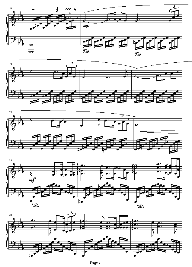 沉思-原创钢琴曲-为失恋而作钢琴曲谱（图2）