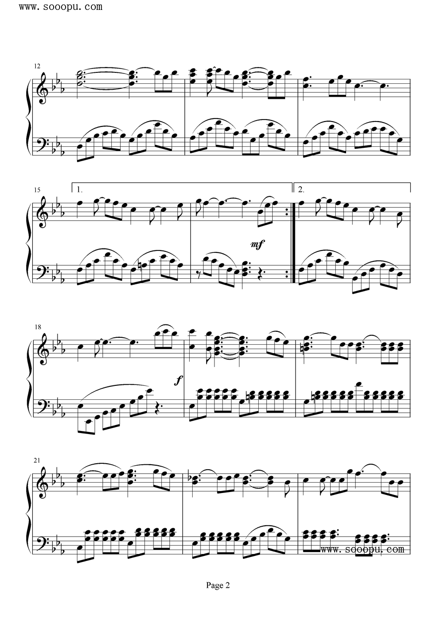 再见我的爱人钢琴曲谱（图2）