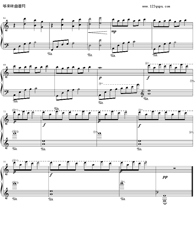 人龙传说-最经典插曲-影视钢琴曲谱（图4）