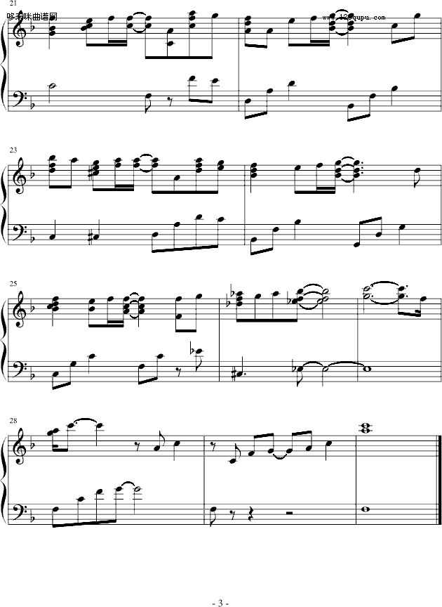 翼·年代记--ユメノツバサ-动漫影视钢琴曲谱（图3）