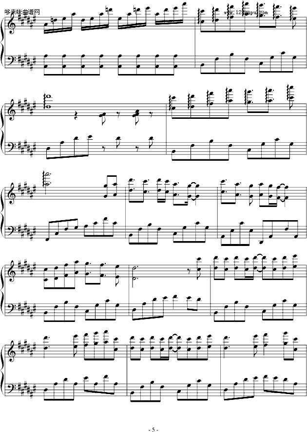 逝去的岁月-∮亞→薩∮钢琴曲谱（图5）