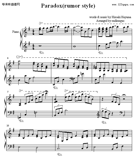 Paradox-W-inds钢琴曲谱（图1）