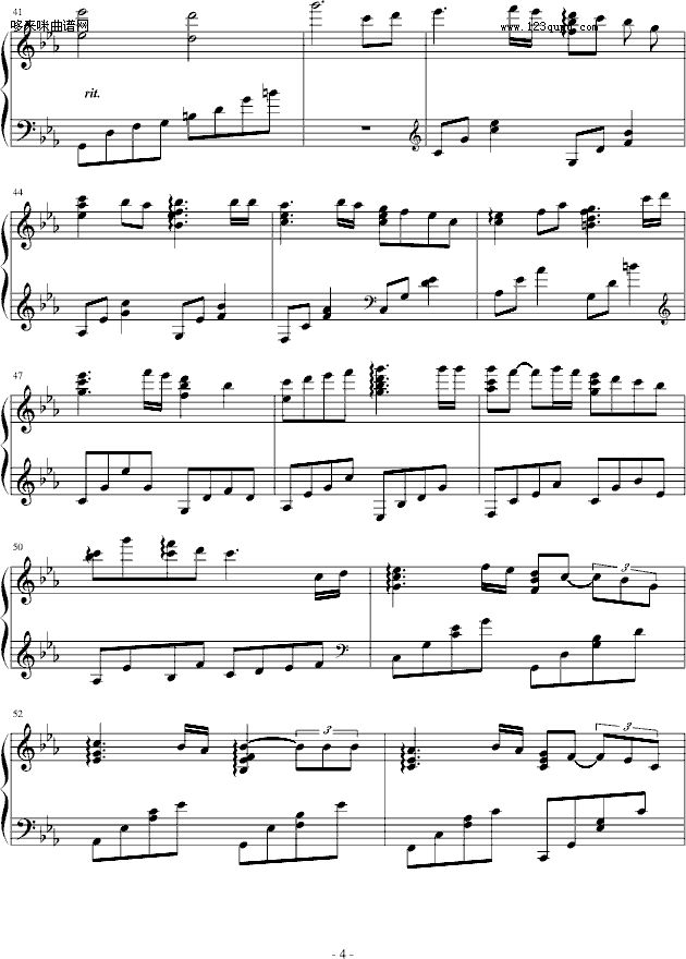 朱红的泪-陈干钢琴曲谱（图4）