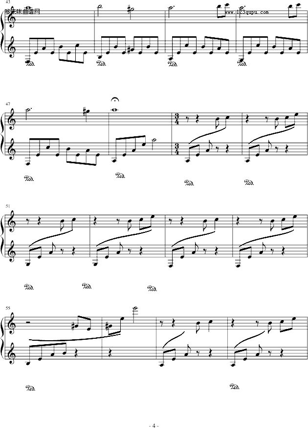 春逝-卡其小可钢琴曲谱（图4）