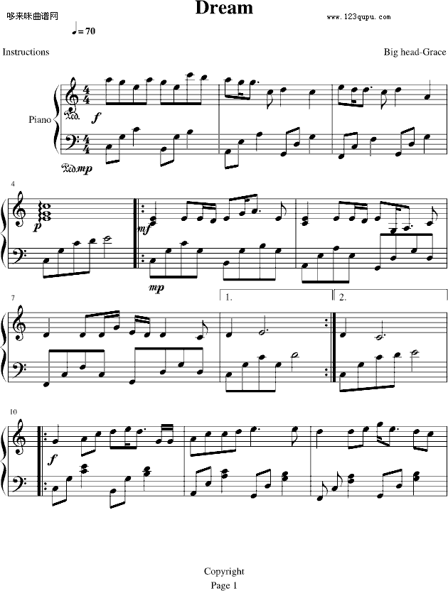（晶）今世梦-大头Grace钢琴曲谱（图1）