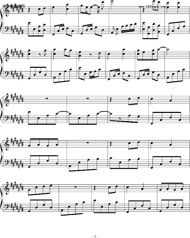 湛蓝色信念-无奈钢琴曲谱（图3）
