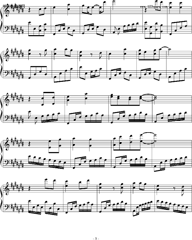 湛蓝色信念-无奈钢琴曲谱（图5）
