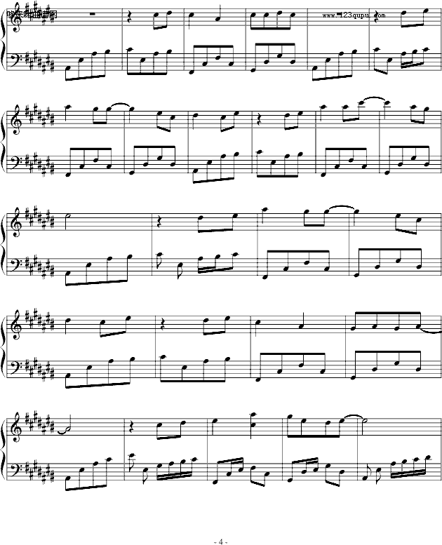 湛蓝色信念-无奈钢琴曲谱（图4）