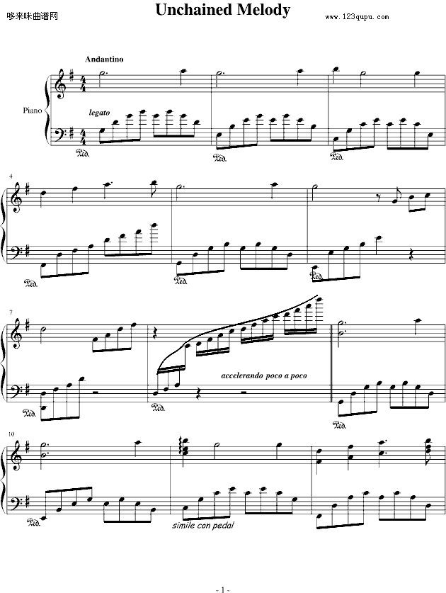 人鬼情未了-影视钢琴曲谱（图1）