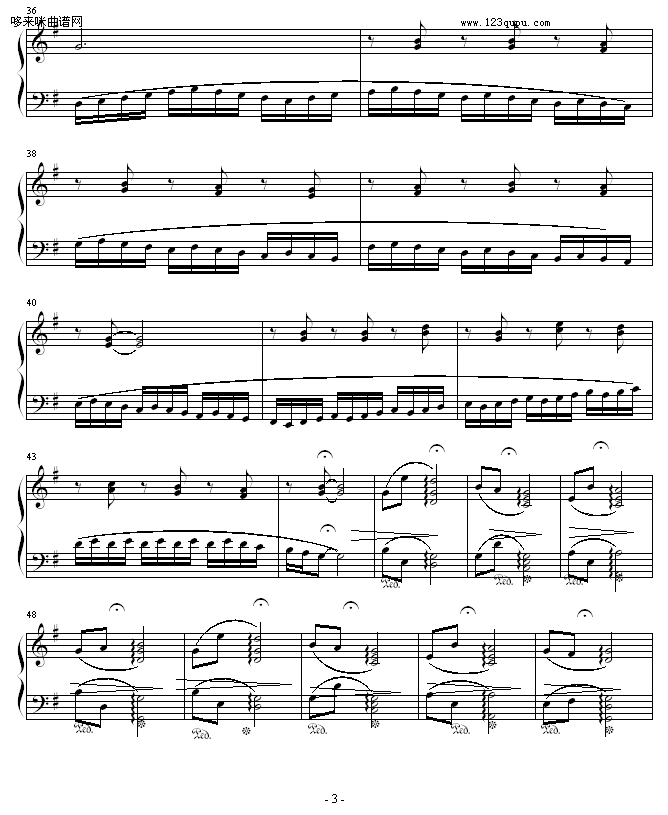 思念-黑键钢琴曲谱（图3）