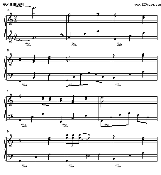 回首-屏竹钢琴曲谱（图3）