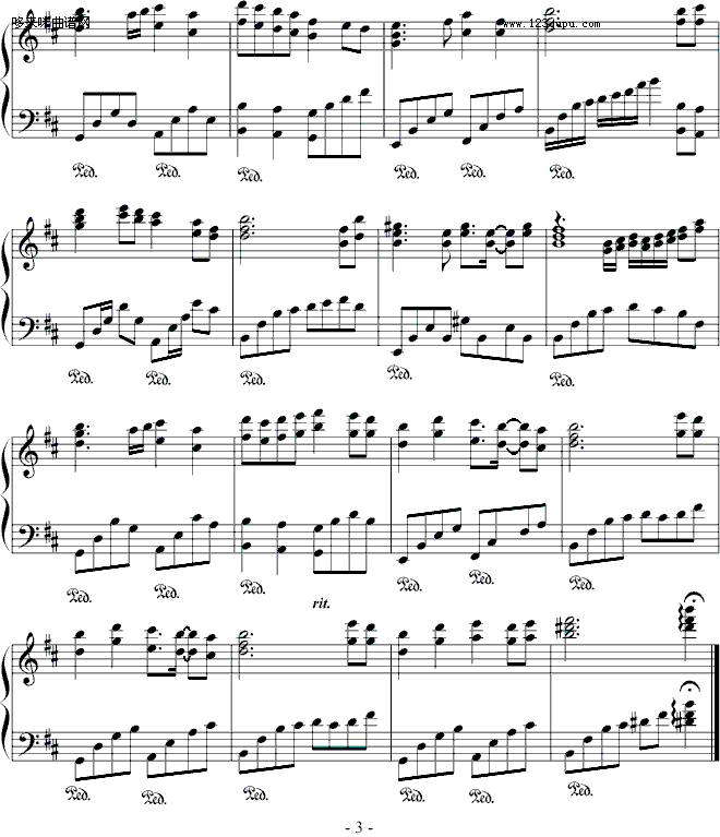 泪红尘-∮亞→薩∮钢琴曲谱（图3）