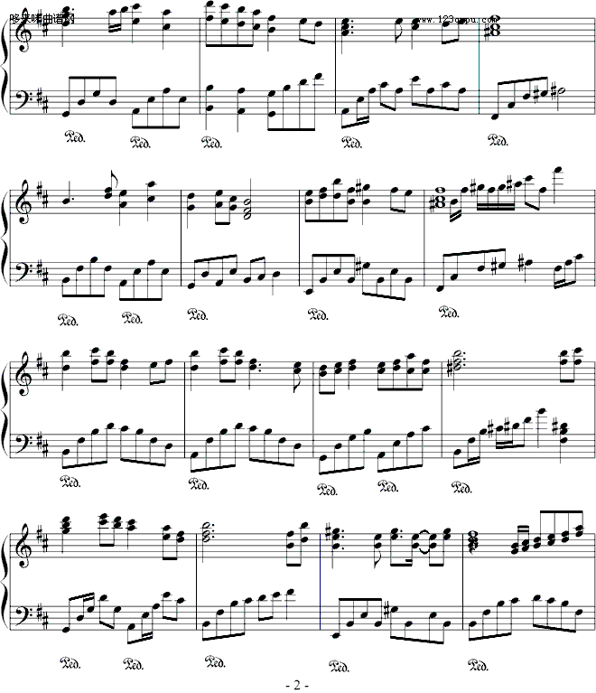 泪红尘-∮亞→薩∮钢琴曲谱（图2）