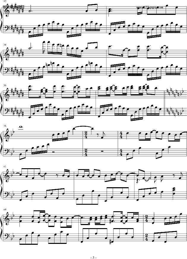 美丽的邂逅-∮亞→薩∮钢琴曲谱（图3）