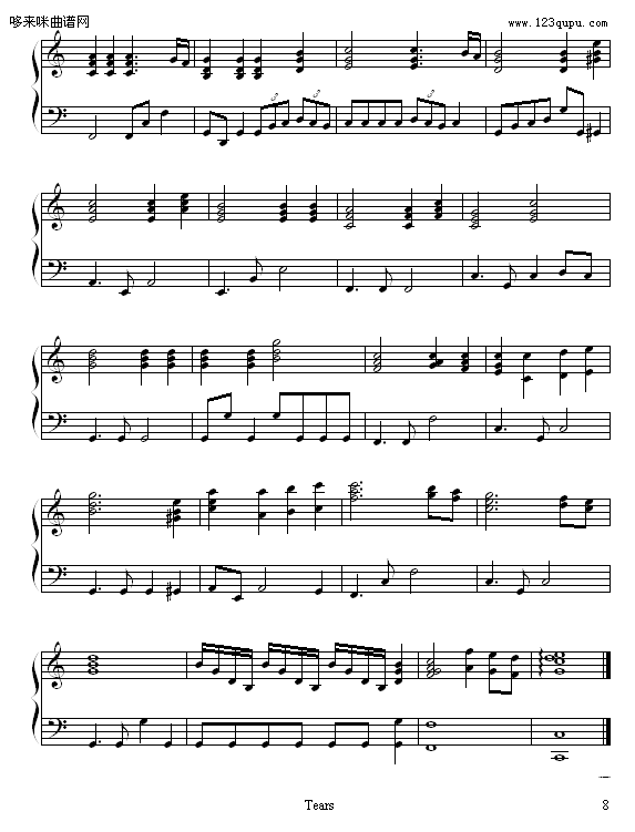 tears-迷糊西瓜-X-JAPAN钢琴曲谱（图8）