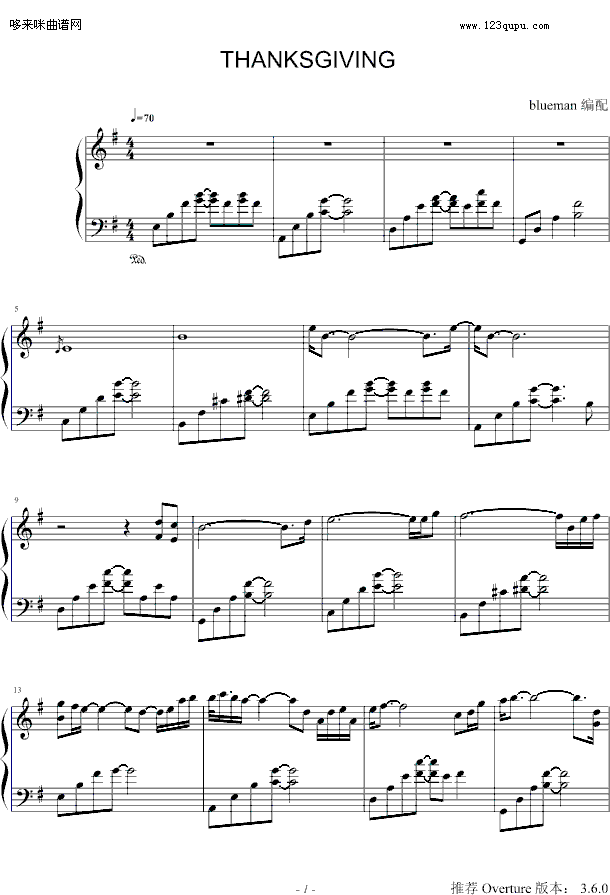 Thanksgiving-George Winston钢琴曲谱（图1）