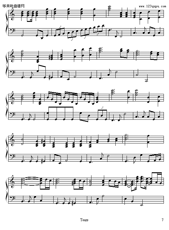 tears-迷糊西瓜-X-JAPAN钢琴曲谱（图7）