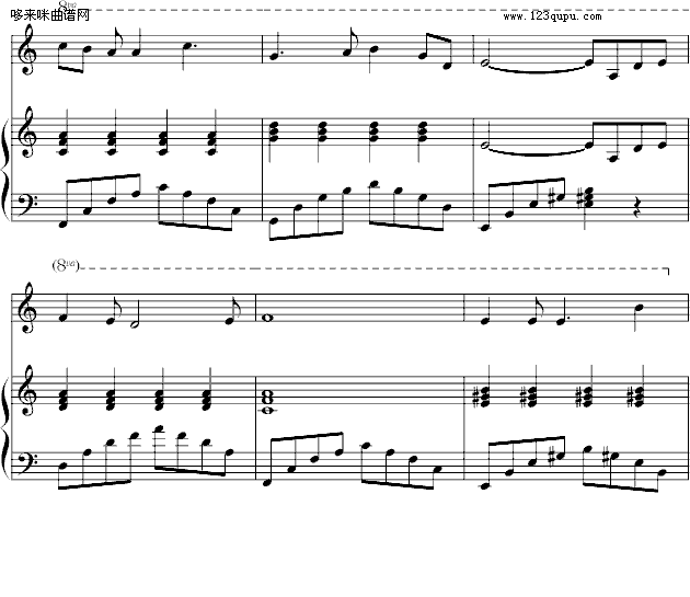 图兰朵—三手联弹版-动漫影视钢琴曲谱（图3）