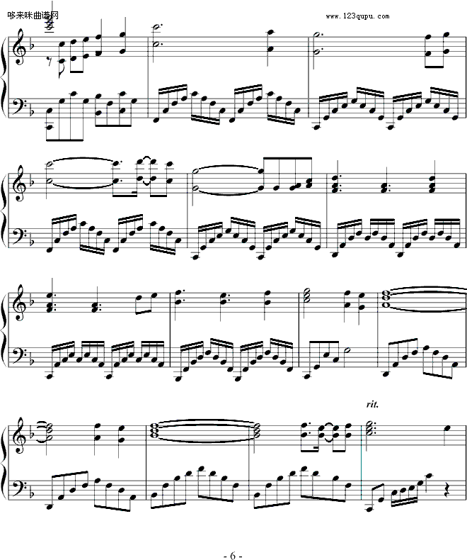 爱的眼泪-∮亞→薩∮钢琴曲谱（图6）