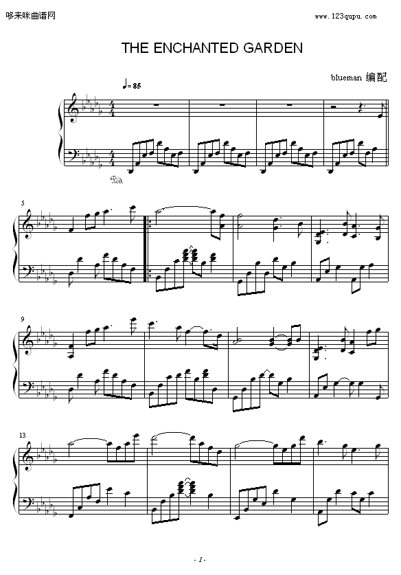 THE ENCHANTED GARDEN-Kevin Kern钢琴曲谱（图1）