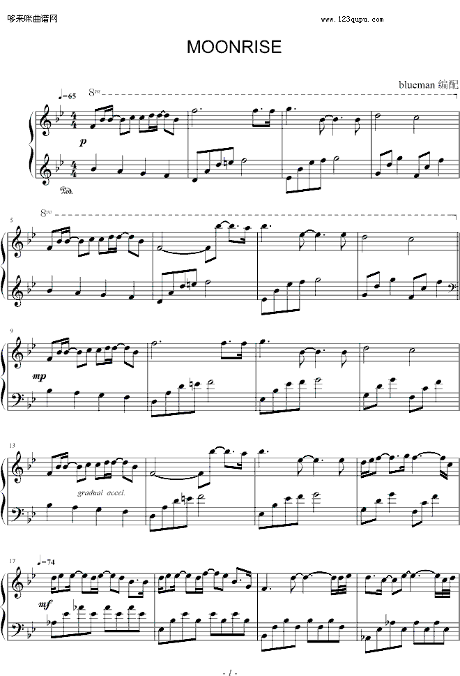 MOONRISE-Brian Crain钢琴曲谱（图1）