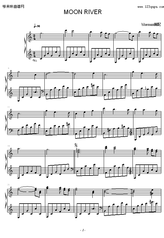 Moon River-其他侠名钢琴曲谱（图1）