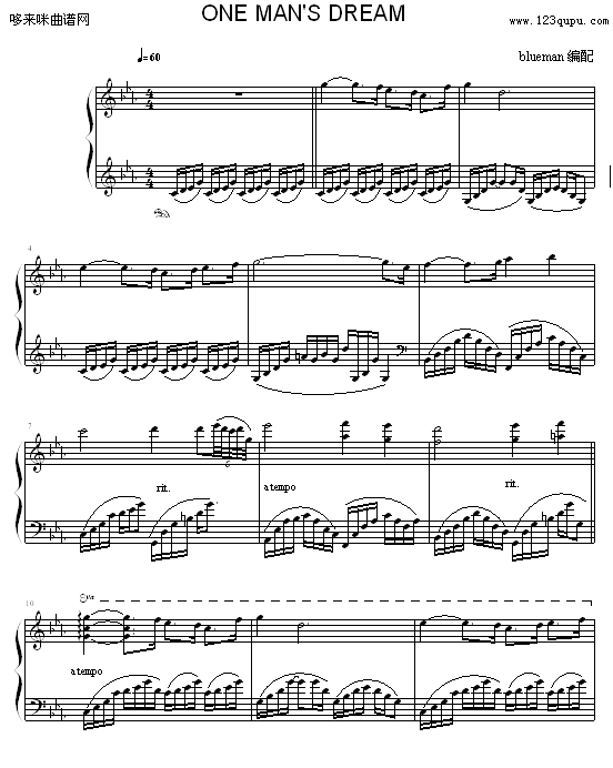 ONE MANS DREAM-雅尼钢琴曲谱（图1）