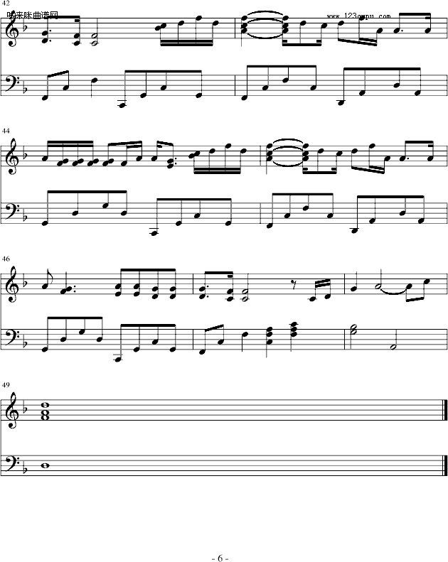吻别-(正式原调版)-张学友钢琴曲谱（图6）