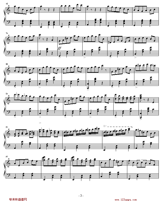 C大调圆舞曲-心兰钢琴曲谱（图3）