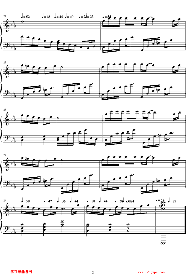 冬阳-影视钢琴曲谱（图3）
