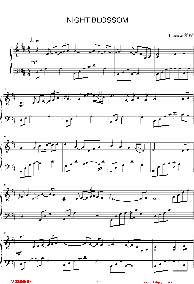 Night Blossom-Paul Machlis钢琴曲谱（图1）
