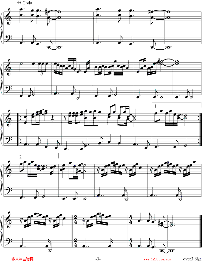 长城-beyond钢琴曲谱（图3）