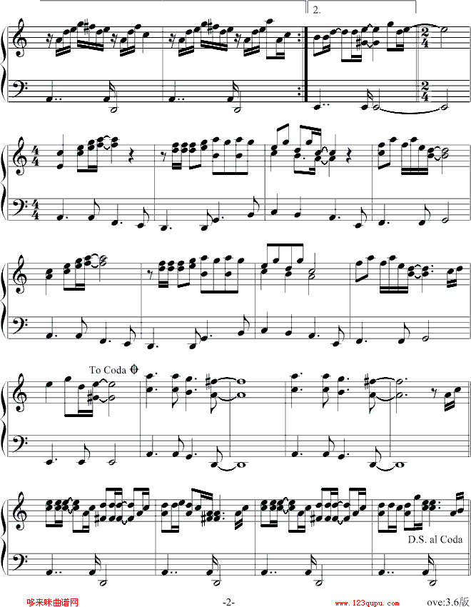 长城-beyond钢琴曲谱（图2）